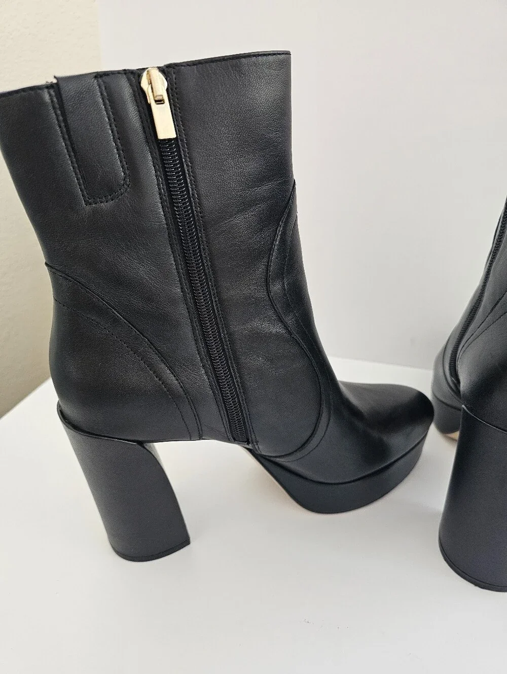 27 Edit Naturalizer Gates Black Leather Platform Boots Size 9.5M Block Heel